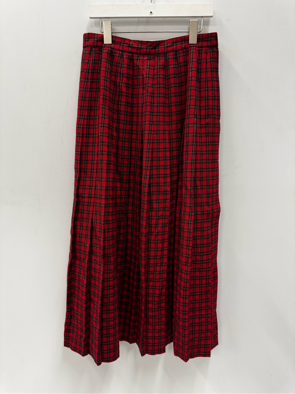 Vintage H&W Hawksley & Wight TARTAN PLAID Pleated Worsted Wool Midi Skirt